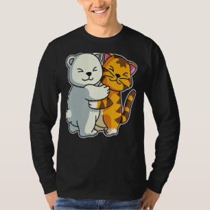 Camiseta Tabby Cat & Polar Bear Cute Animal Cute Para Mulhe