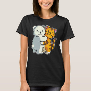 Camiseta Tabby Cat & Polar Bear Cute Animal Cute Para Mulhe