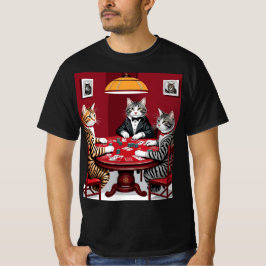 Camiseta Tabby Cats Reproduzindo Poker