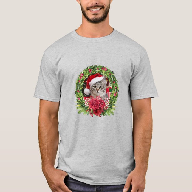 Camiseta Tabby Christmas Wreath (Frente)