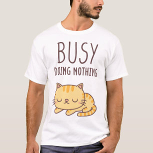 Camiseta Tabby Laranja Bonito, Gato Ocupado Não Fazendo Nad
