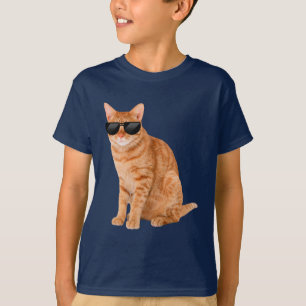 Camiseta Tabby Laranja Engraçado Gato Com Óculos De Sol