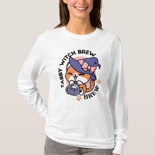 Camiseta Tabby Witch Brew – Design de Gato Fofo de Hallowee