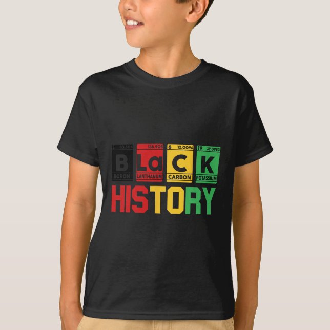 Camiseta Tabela de Elementos Periódicos do Mês da História  (Frente)