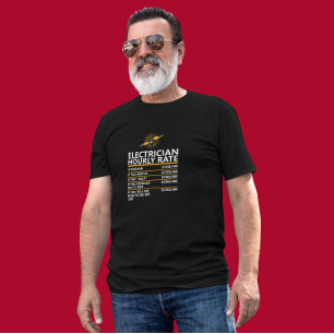 Camiseta Tabela de Taxa Horária de Eletricista Engraçada Pr
