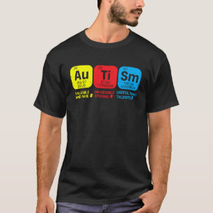 Camiseta Tabela Periódica da Consciência do Autismo Azul pa