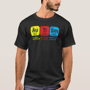 Camiseta Tabela Periódica da Consciência do Autismo Azul pa