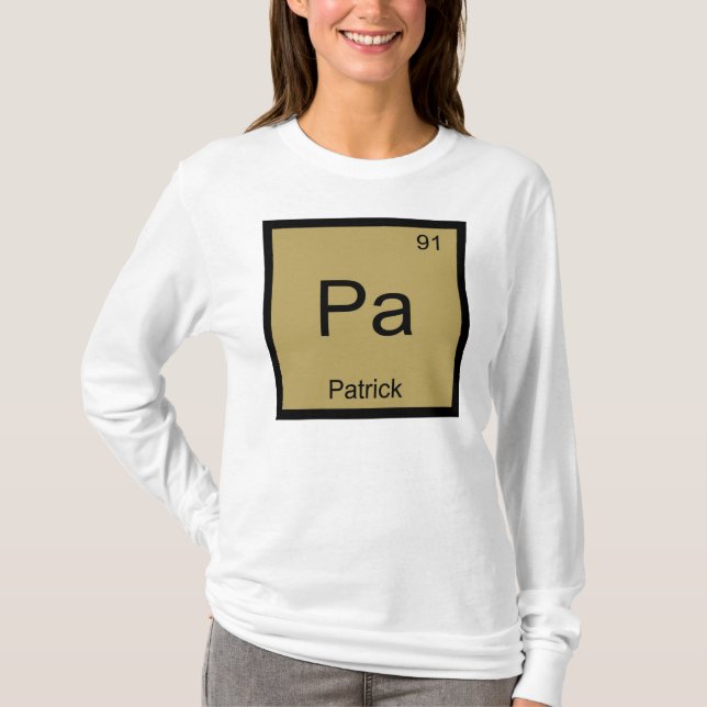 Camiseta Tabela Periódica Elemento Químico Nome Patrick (Frente)