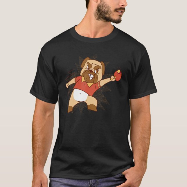 Camiseta Table Tennis Dog Pong Design Pingpong Outfit Dog P (Frente)