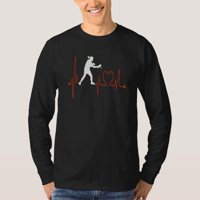 Camiseta Table Tennis Player Heartbeat EKG Pulse Line Ping  (Frente)