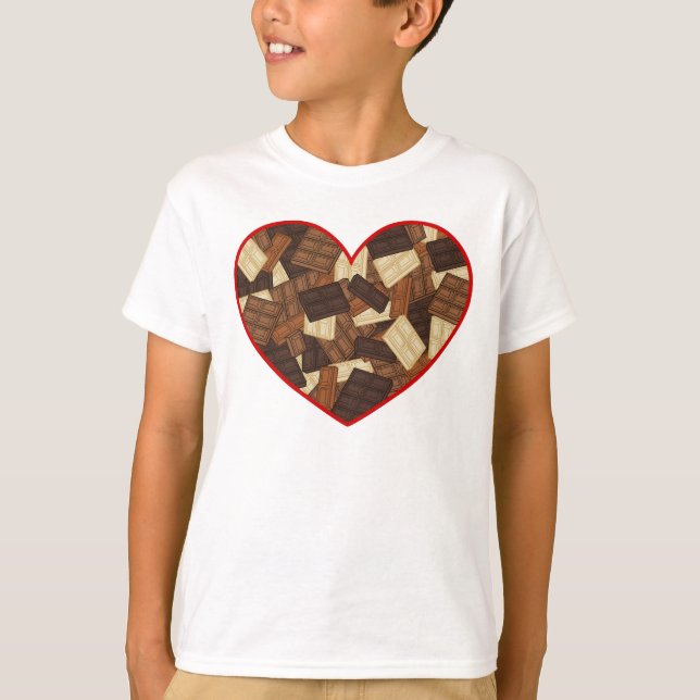 Camiseta Tabletes de Chocolate Desenho de Coração (Frente)