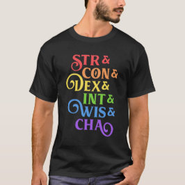 Camiseta Tabletop do Rainbow RPG Stats