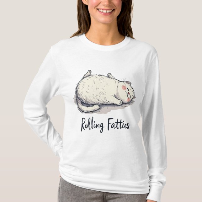 Camiseta Tabuleiro de Gatos Rolantes - Gato Bonito e Humoro (Frente)