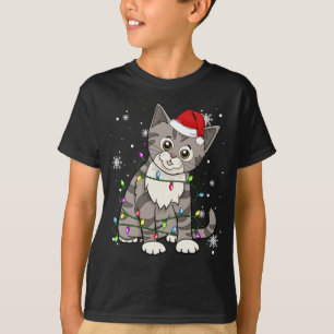 Camiseta Tabuleiro de Natal Luzes de Natal Chapéu de Papai 