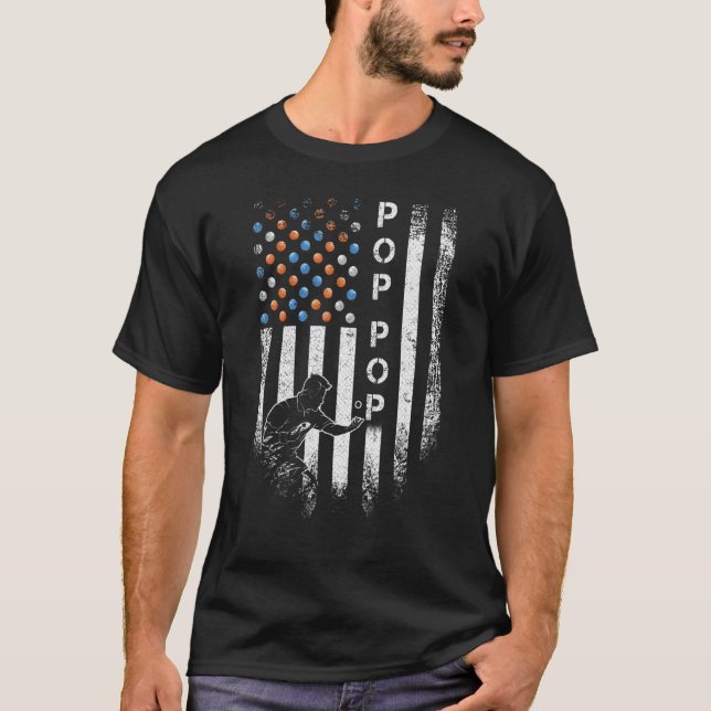 Camiseta Tabuleiro de Pop do Pop Pong - Bandeira Americana  (Frente)