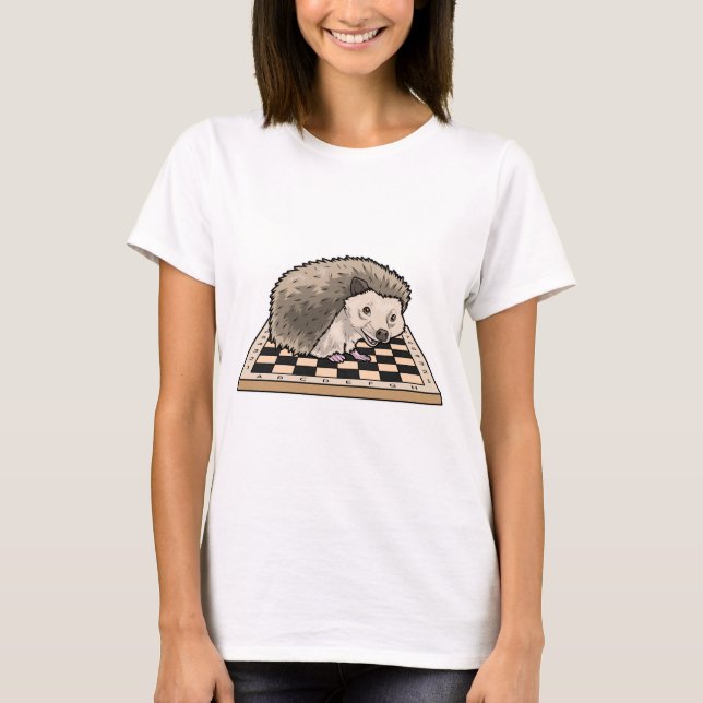 Camiseta Tabuleiro de xadrez de ouriço Jogo de xadrez (Frente)