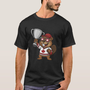 Camiseta Taça Canadense de Castor Vencedor Símbolo Bandeira