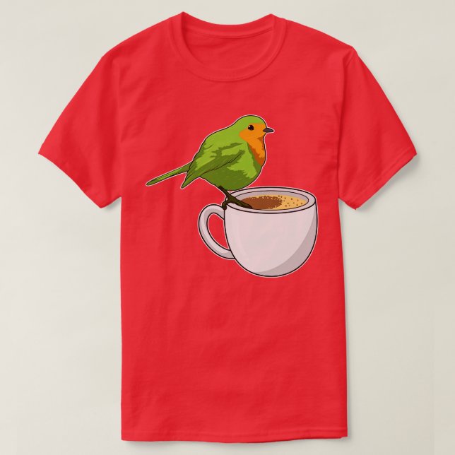 Camiseta Taça de Café de Pássaro (Frente do Design)
