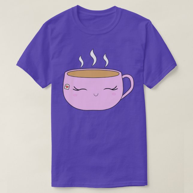 Camiseta Taça de chá branca rosa (Frente do Design)