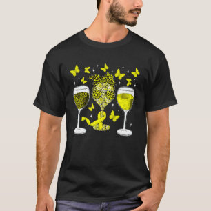 Camiseta Taca de Vinho Amarela da Fita da Consciencializaçã