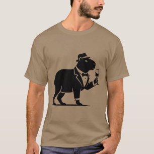 Camiseta Taça de Vinho Capivara Engraçada Minimalista Moder