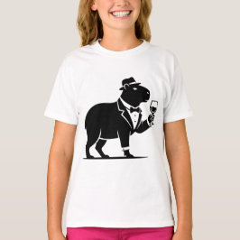 Camiseta Taça de Vinho de Capivara Engraçada Minimalista Mo