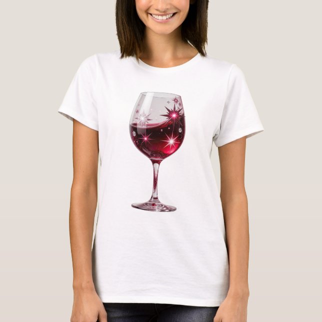 Camiseta Taca de vinho tinto prateada artística design pers (Frente)