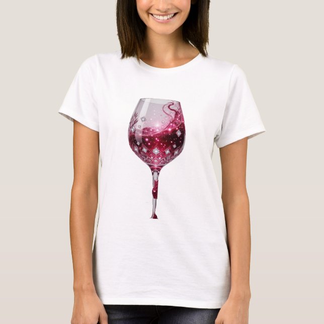 Camiseta Taça de vinho tinto prateada fresca com design de  (Frente)
