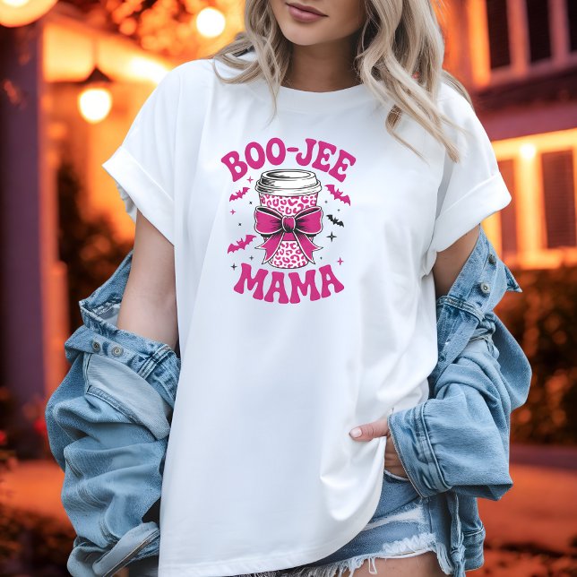 Camiseta Taça Rosa Bonita Boo-Jee Mama com Morcegos e Estre (Criador carregado)