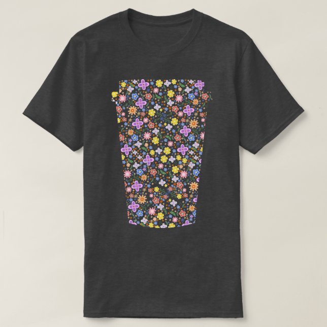 Camiseta Taça To Go De Flores De Café Silhouette (Frente do Design)