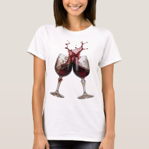 Camiseta Taças de vinho douradas com design de texto Snappy