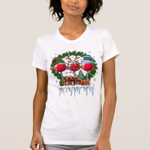 Camiseta Taças de Vinho Tinto de Natal Coroa de Azevinho Ho