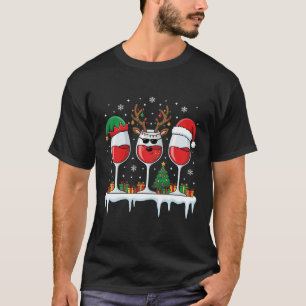 Camiseta Taças de Vinho Tinto de Natal Vetor de Feriado