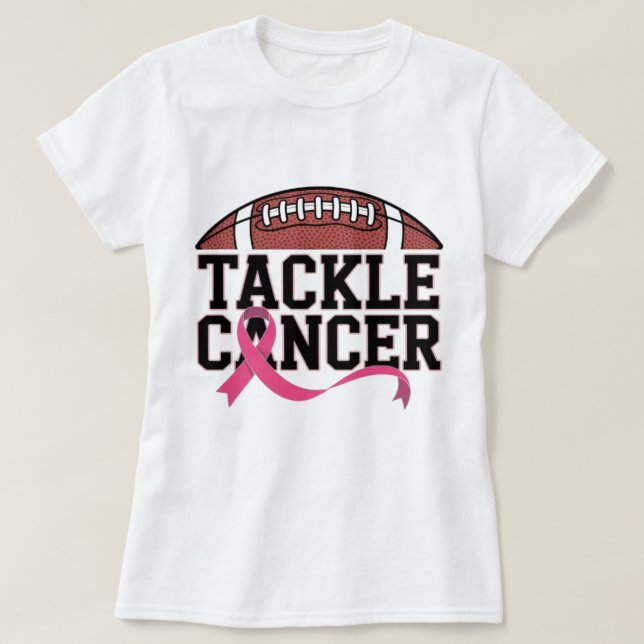Camiseta Tackle Cancer Pink Ribbon Design (Frente do Design)