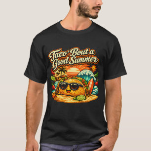 Camiseta Taco ’Bout um Bom Verão Retro Praia Taco Divertido