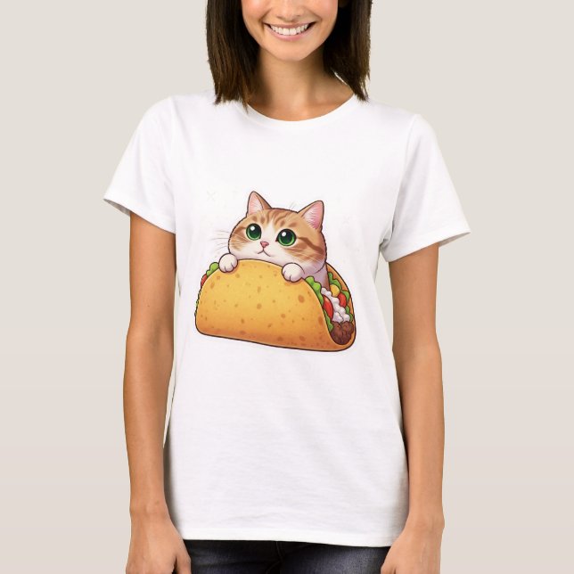 Camiseta Taco Cat | Gatinho bonito em um Taco | Puramente T (Frente)