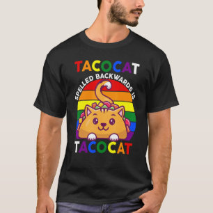 Camiseta Taco Cat Ortografado Para Trás É Taco Cat Rainbow