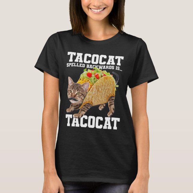 Camiseta Taco Cat Ortografado Para Trás É Tacocat Memória B (Frente)