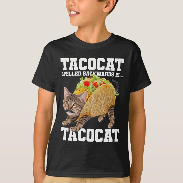 Camiseta Taco Cat Ortografado Para Trás É Tacocat Memória B (Frente)