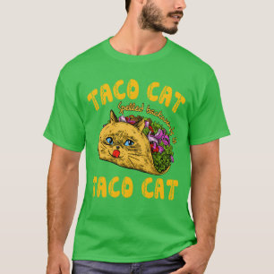 Camiseta Taco Cat Ortografado para trás isaco Gato engraçad