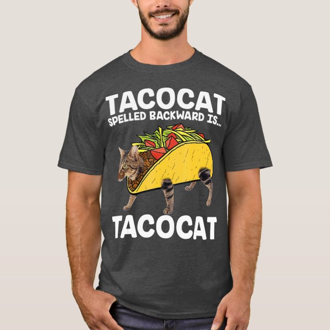Camiseta Taco    CatTacocat Ortografado Para Trás É Tacocat (Frente)