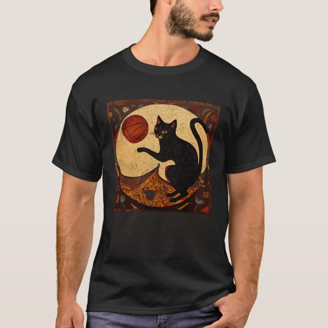Camiseta Taco de Basquete de Gato Preto (Frente)