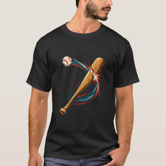 Camiseta Taco de Beisebol e Bola Gráfica de Balanço Dinâmic