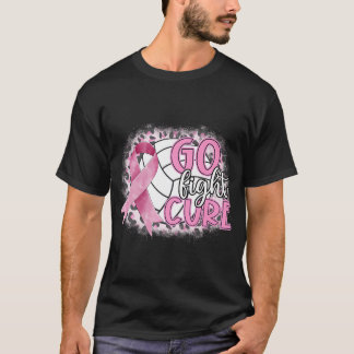 Camiseta Taco de Voleibol Câncer da Mama Fita Rosa Fita Ir 