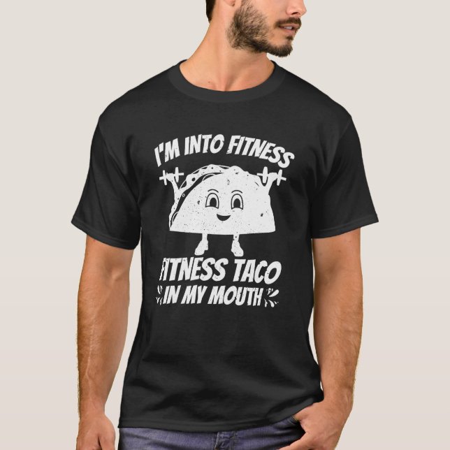 Camiseta Taco Fitness Engraçado Ginásio  (Frente)