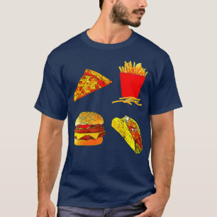 Camiseta Taco Pizza Cheeseburger Fries Lixo Comida Rápida