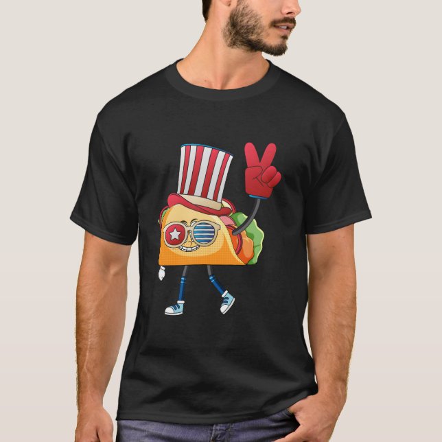 Camiseta Taco Sunglasses American Flag Usa 4Th Of July Fami (Frente)