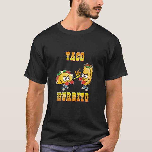 Camiseta Taco Vs Burrito Tacos Luvas De Boxar Veggg De Carn (Frente)