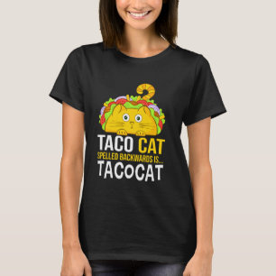 Camiseta Tacocat Escrito ao Contrário É Tacocat Ama Gato E
