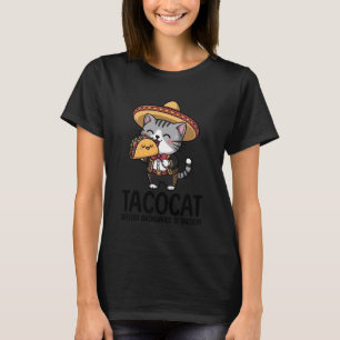 Camiseta Tacocat Escrito ao Contrário é Tacocat Gato e Taco